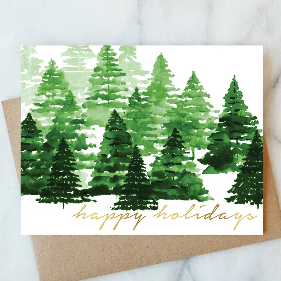 Card Happy Holiday Trees Christmas