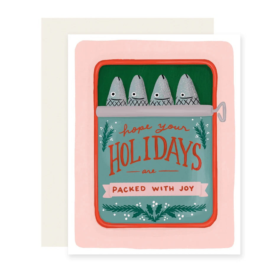 Card Tinned Fish Holiday Packed With Joy Christmas
