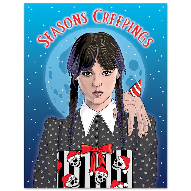 Card Wednesday Addams Seasons Creepings Christmas