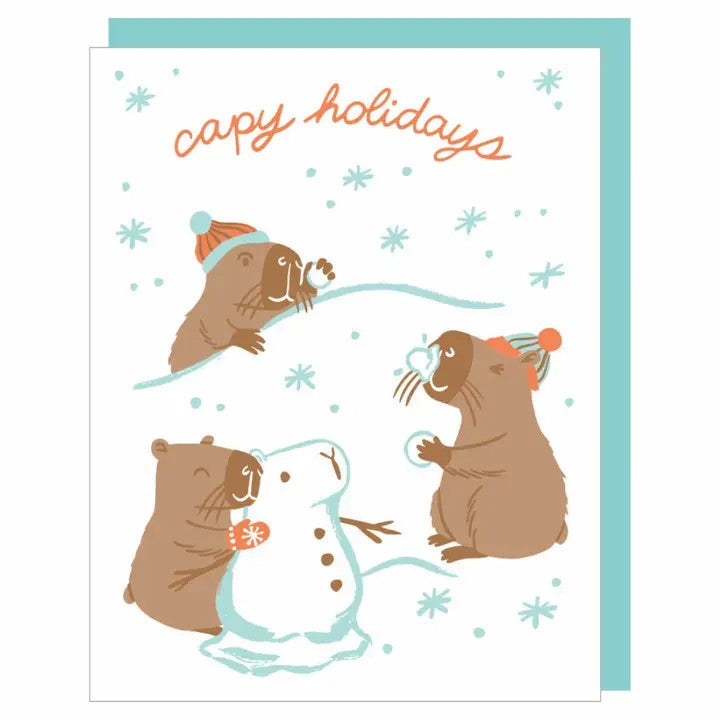 Card Capybara Snowball Fight