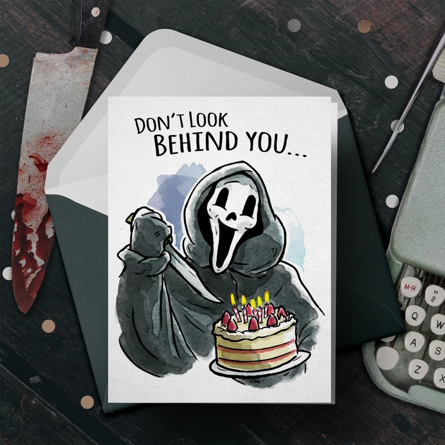 Card Don't Look Behind You Halloween Birthday