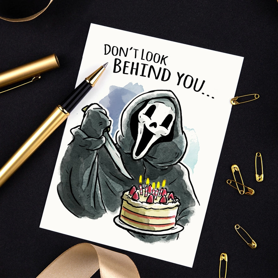 Card Don't Look Behind You Halloween Birthday