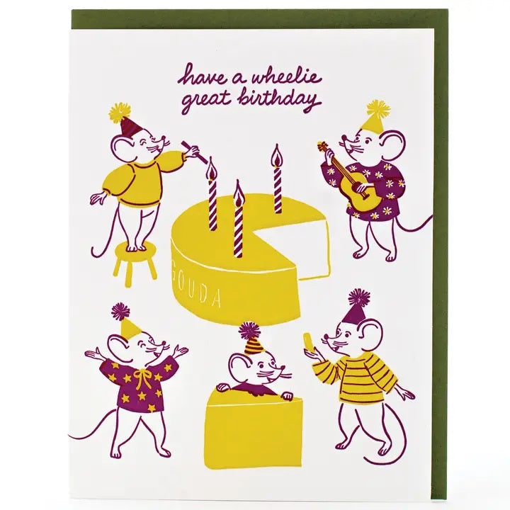 Card Have A Wheelie Great Birthday Party Mice