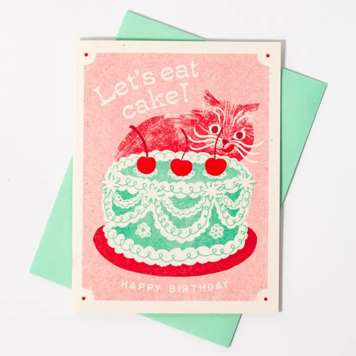 Card Let's Eat Cake Cat Birthday