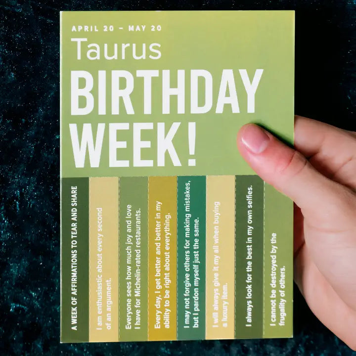 Card Taurus Birthday Week Zodiac