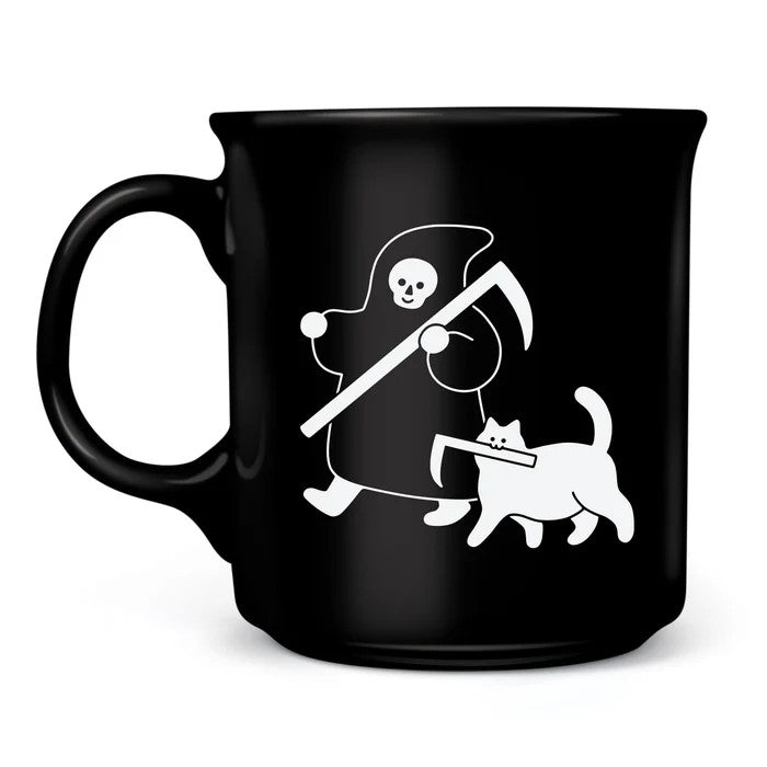 Cat And The Grim Reaper Mug