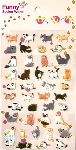 Cat Puffy Stickers Funny Sticker World