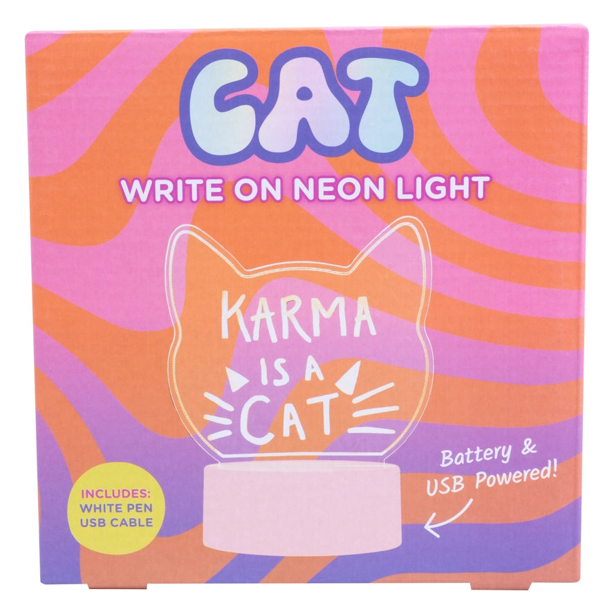 Cat Write On Neon Light