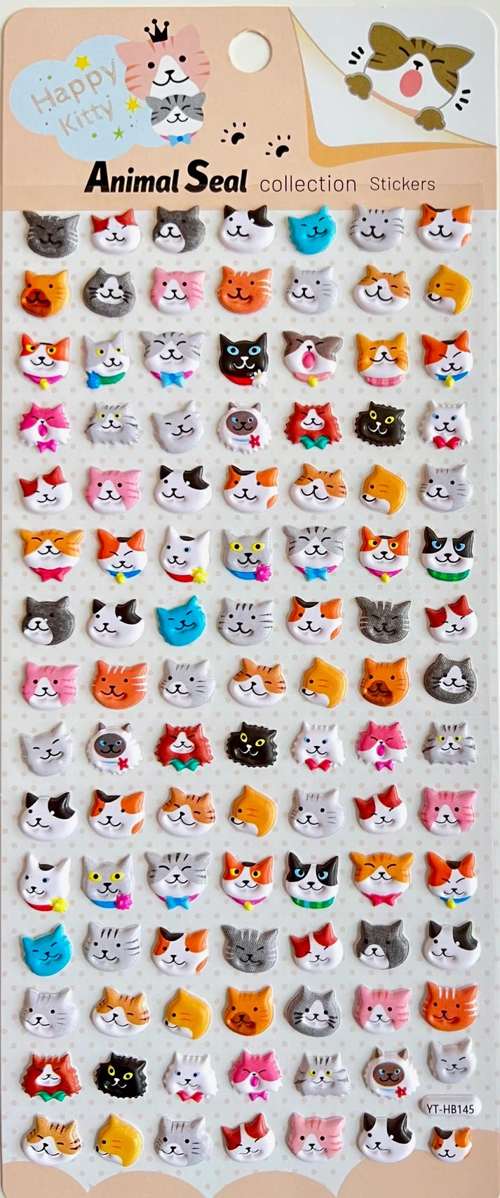 Cat Head Puffy Stickers Animal Seal