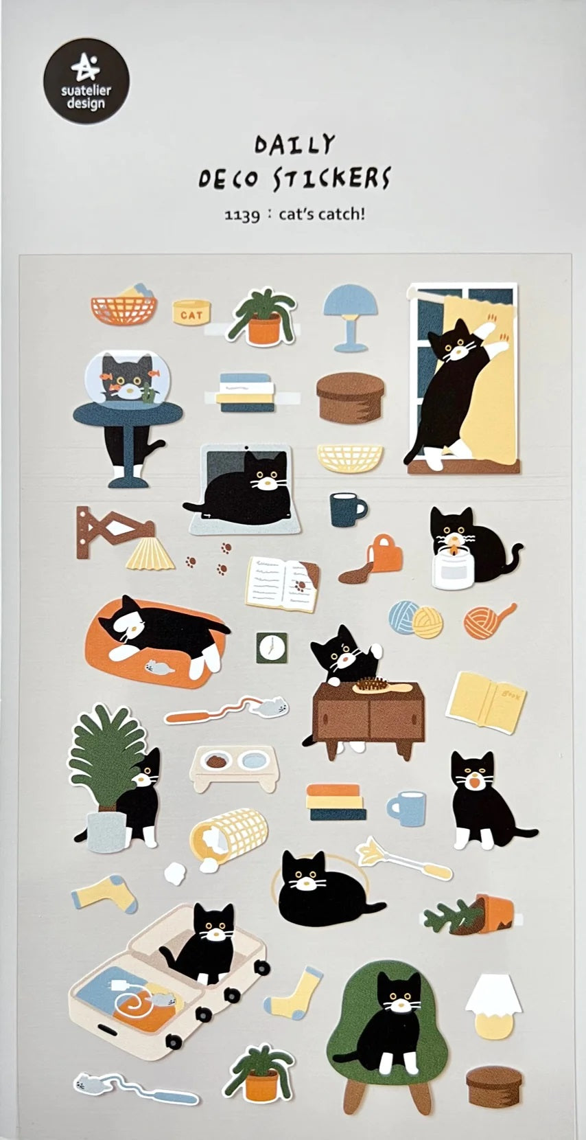 Cats Catch Flat Stickers Suatelier Design