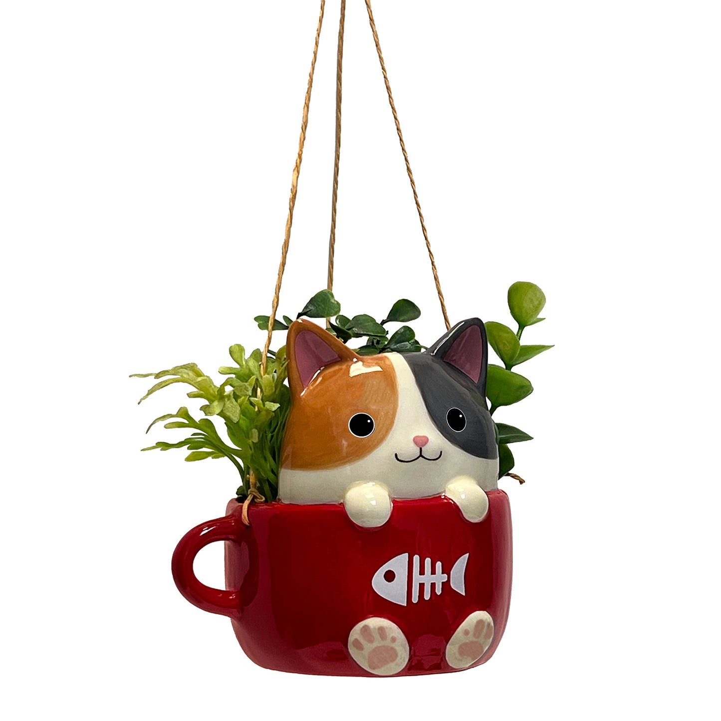 Cats In Cup Ceramic Hanging Planters Assorted