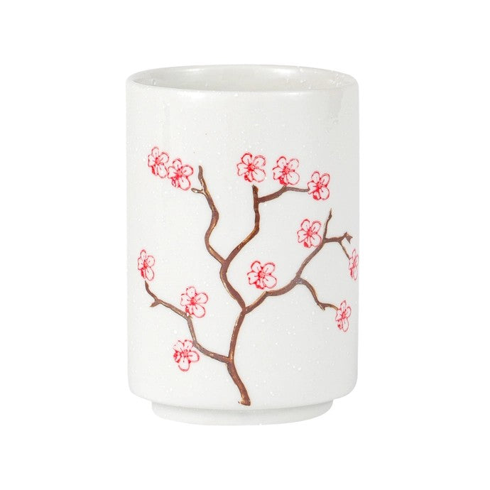 Sakura Cherry Blossom Yunomi Style Tea Cup Charcoal 10 oz