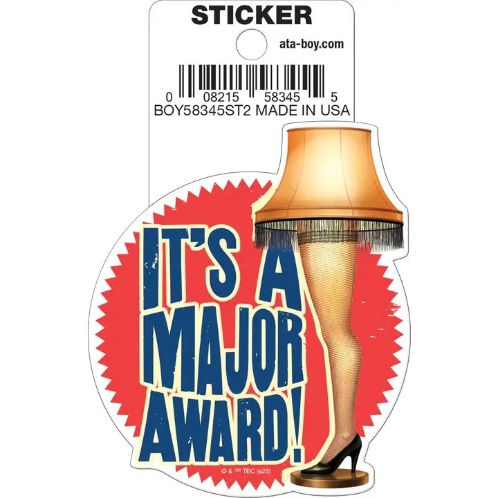 Christmas Story It's A Major Award Leg Die Cut Sticker