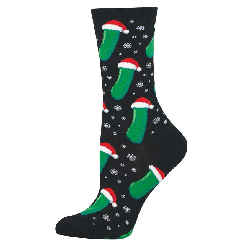 Christmas Pickle Women's Crew Socks Black