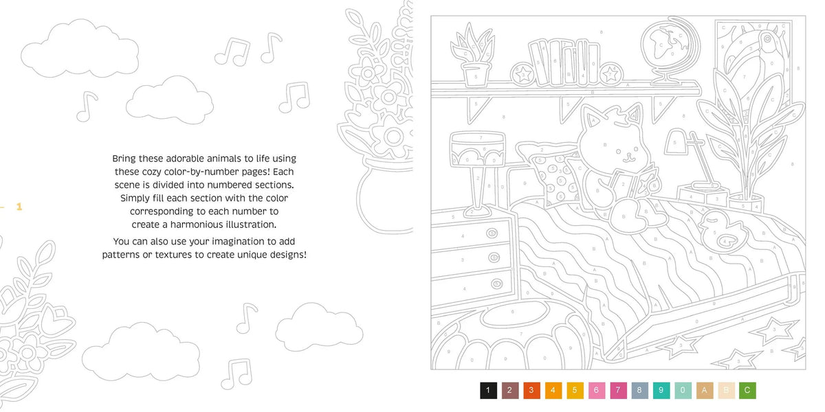 Cozy-By-Number Coloring Book