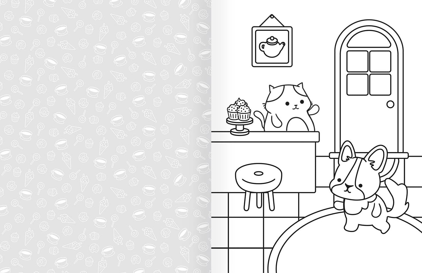 Cozy World Comfy Pet Cafe Coloring Book