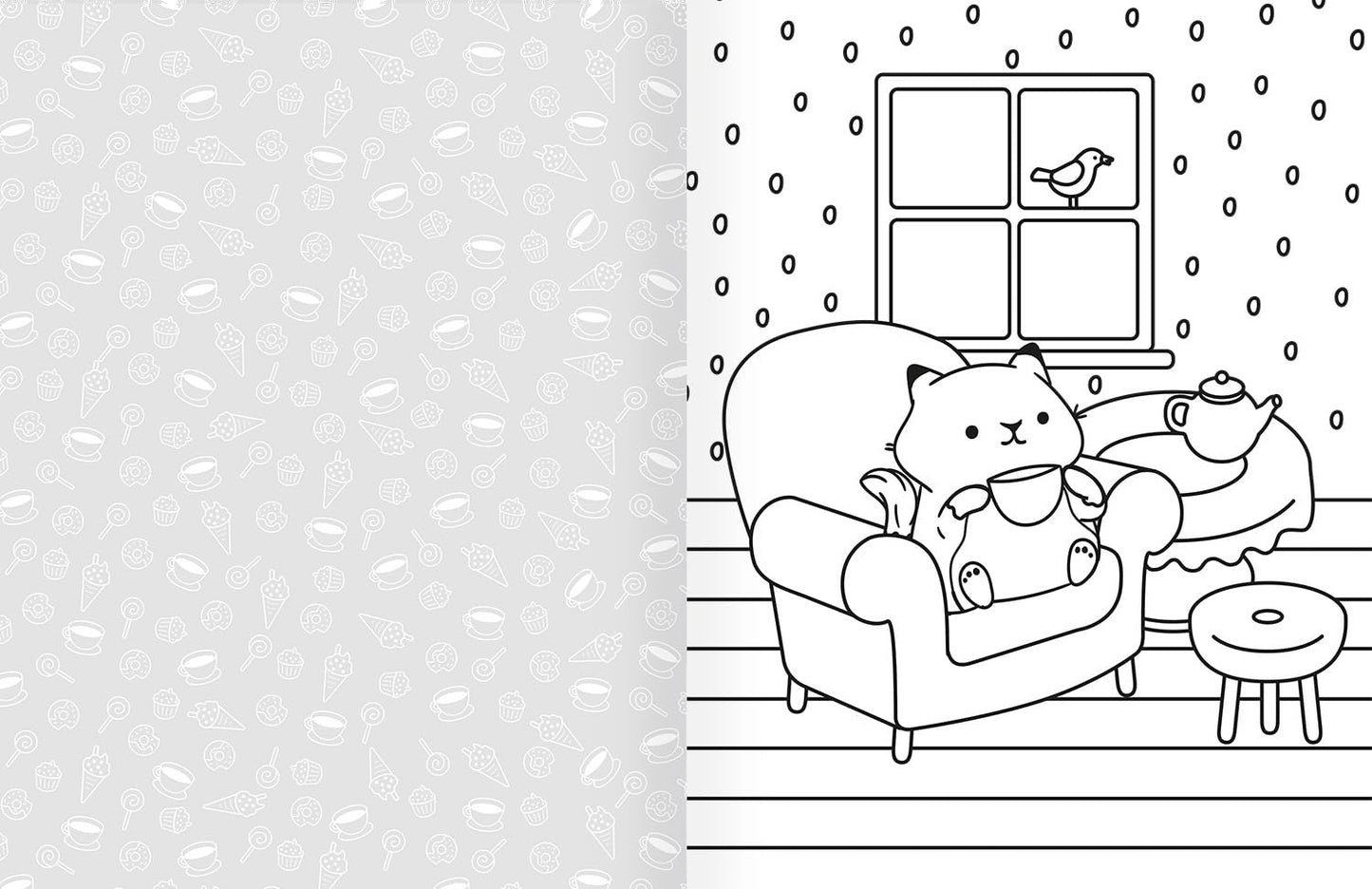 Cozy World Comfy Pet Cafe Coloring Book
