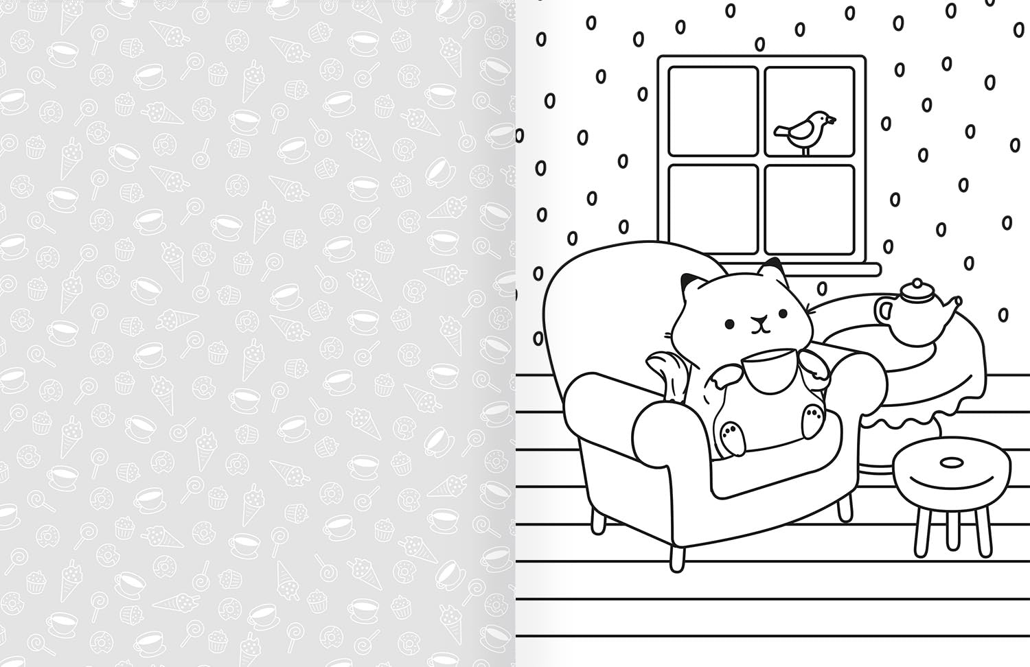 Cozy World Comfy Pet Cafe Coloring Book