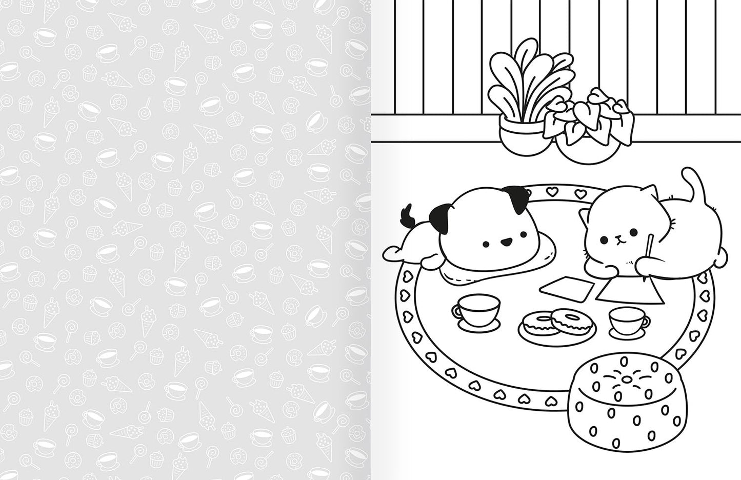 Cozy World Comfy Pet Cafe Coloring Book