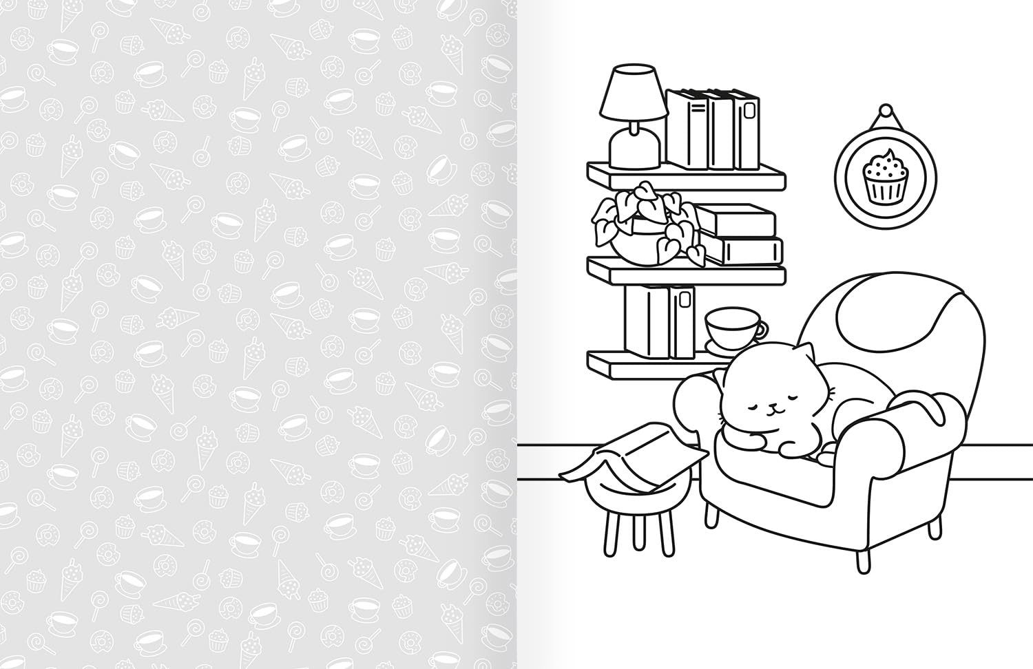 Cozy World Comfy Pet Cafe Coloring Book