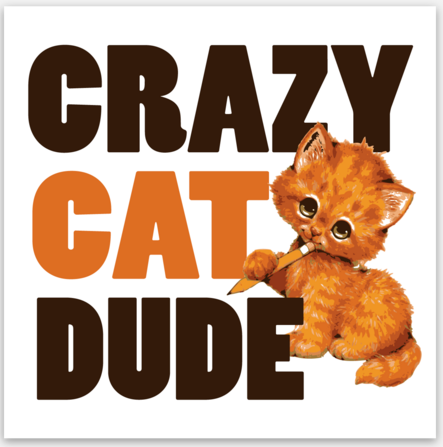 Crazy Cat Dude Vinyl Sticker