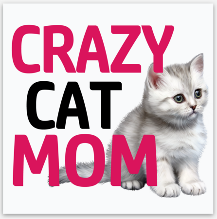 Crazy Cat Mom Vinyl Sticker