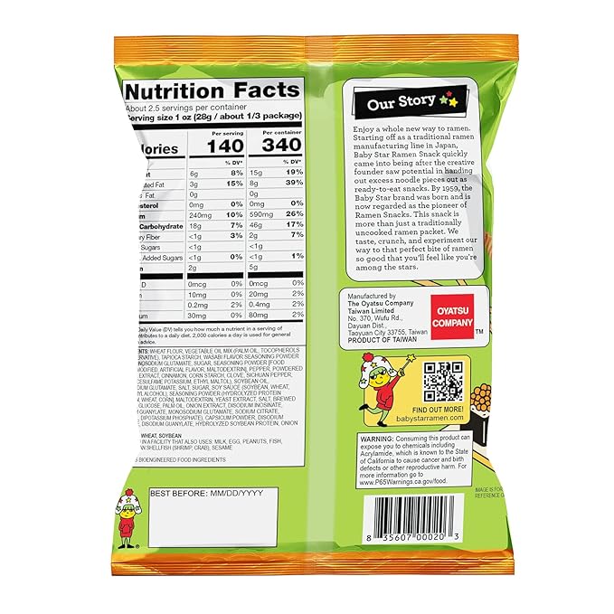 Crunchy Ramen Snack Wasabi 2.46 oz