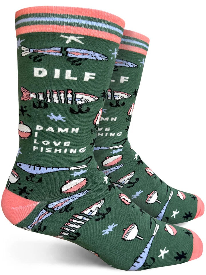 DILF Damn I Love Fishing Men's Socks
