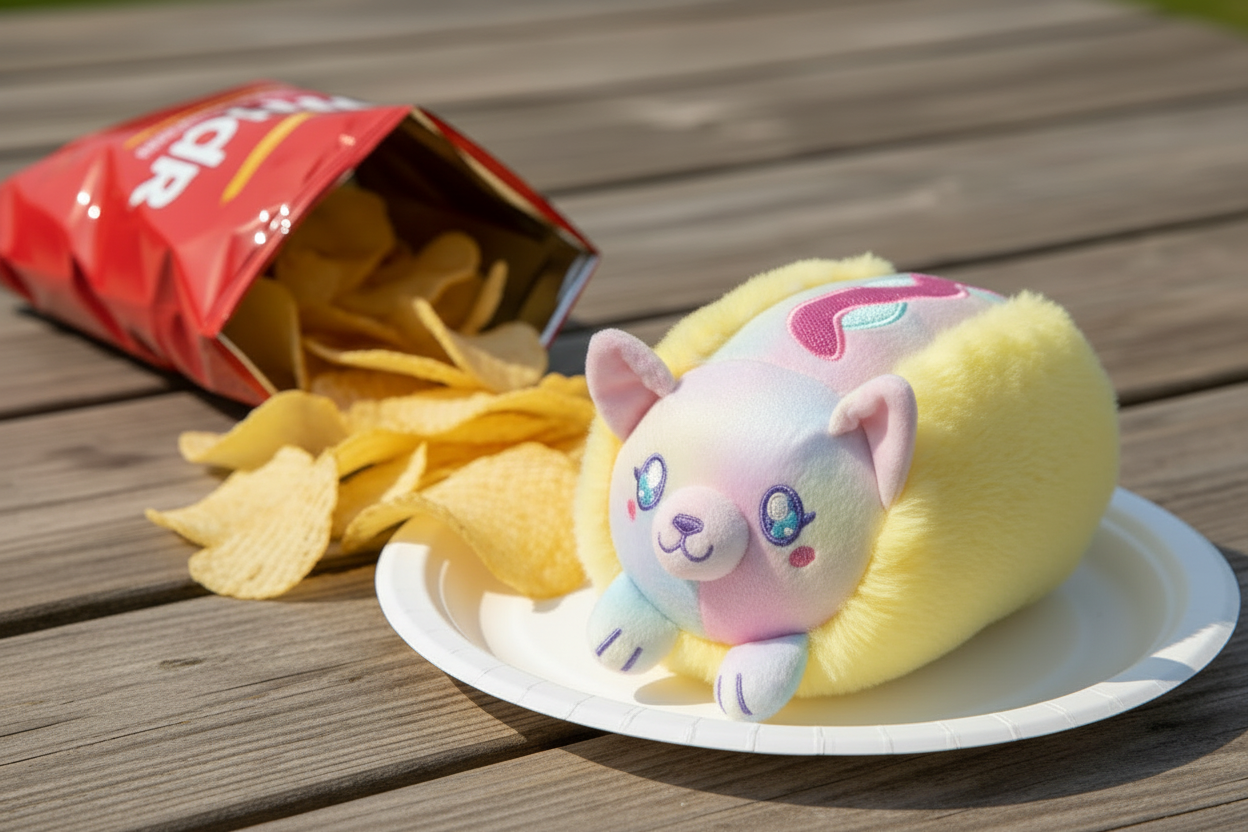 Dachshund Tie Dye Hot Dog Plush Snugglemi Snackers 5"