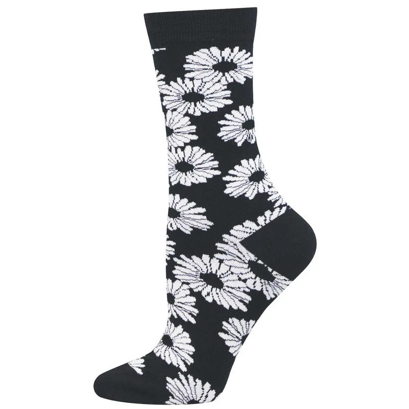 Daisy Noir Women's Bamboo Socks Black & White