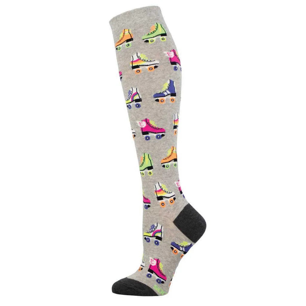 Derby Queen Women's Knee High Socks Light Gray Heather