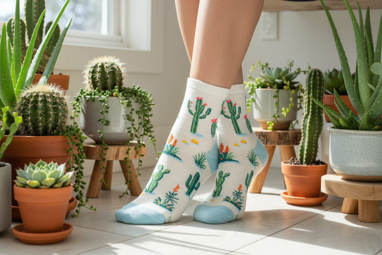 Deserted By My Cactus Women's Mini Crew Socks Green