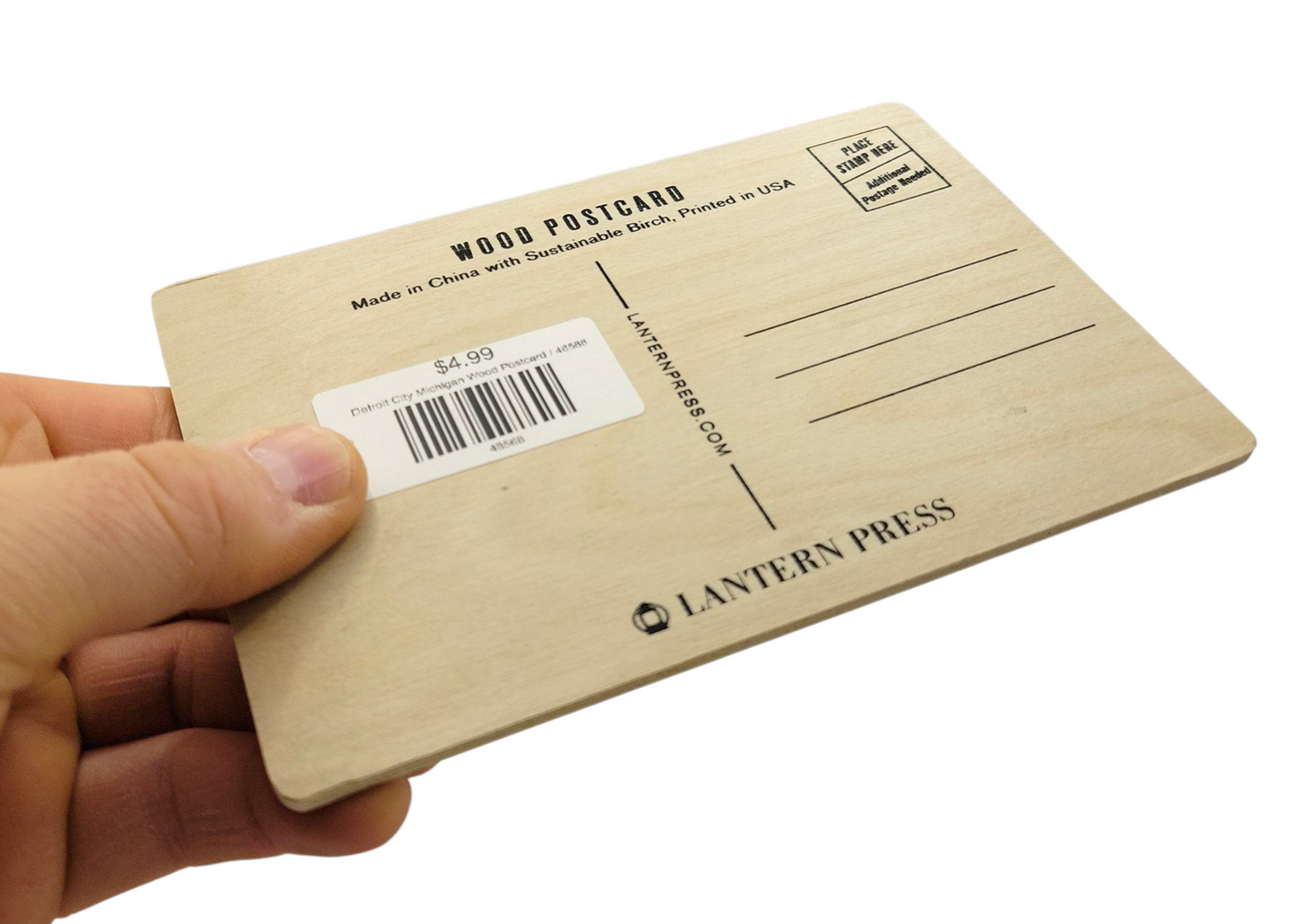 Detroit City Michigan Wood Postcard