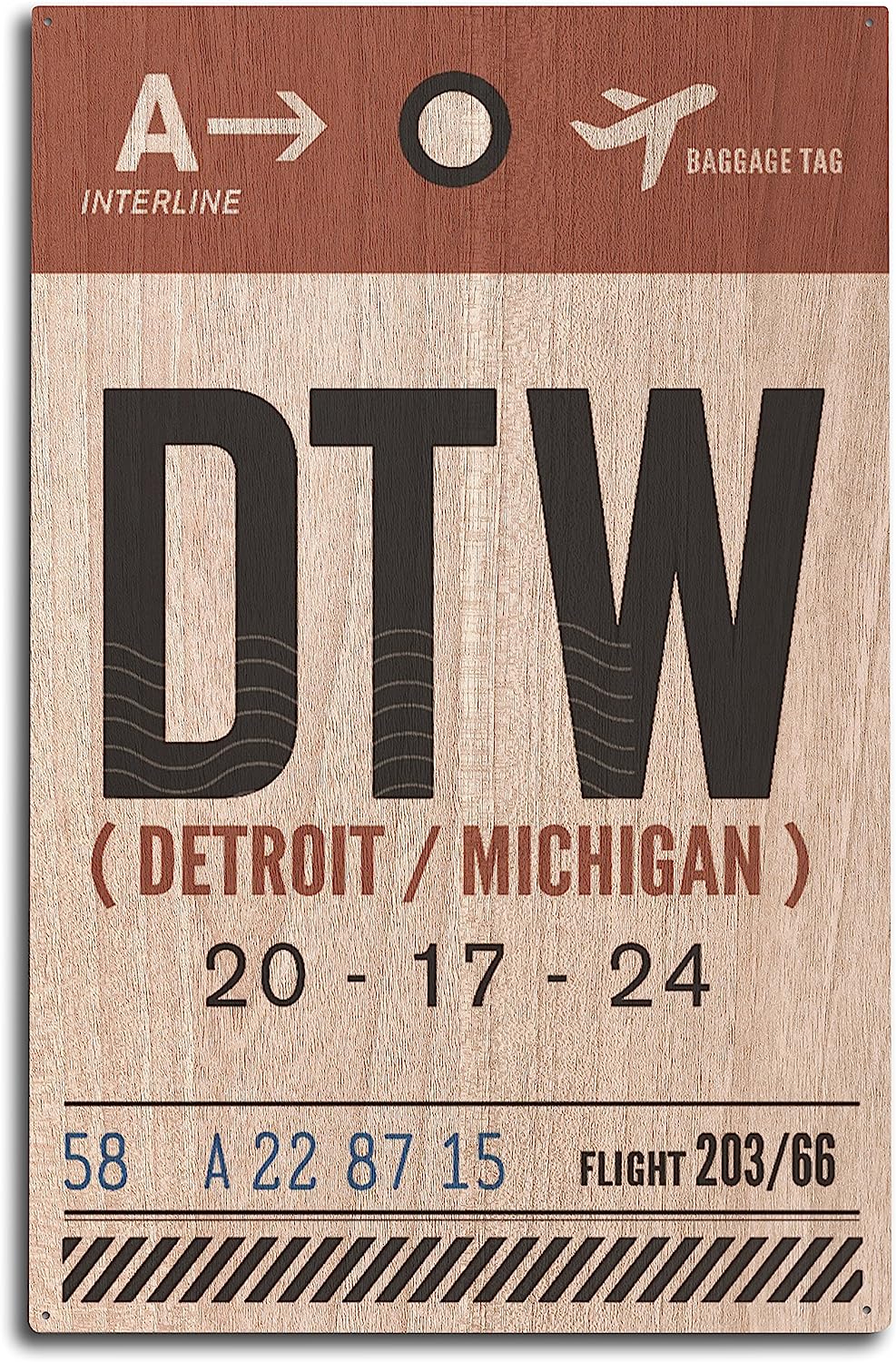 Detroit DTW Tag Wooden Sign – www.shoptherocket.com