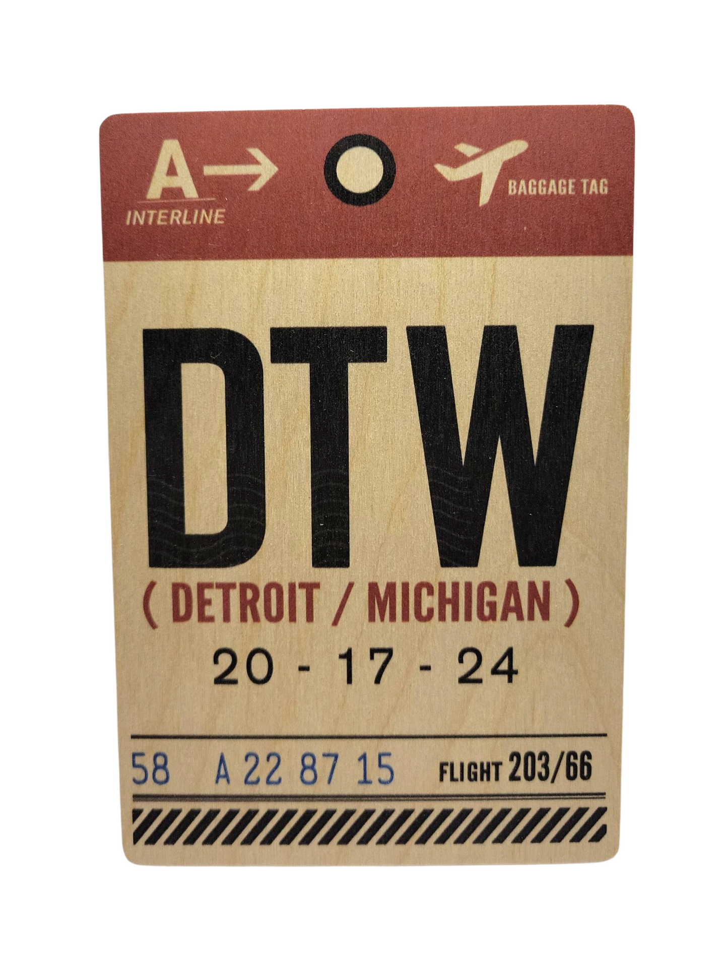 Detroit DTW Wooden Postcard