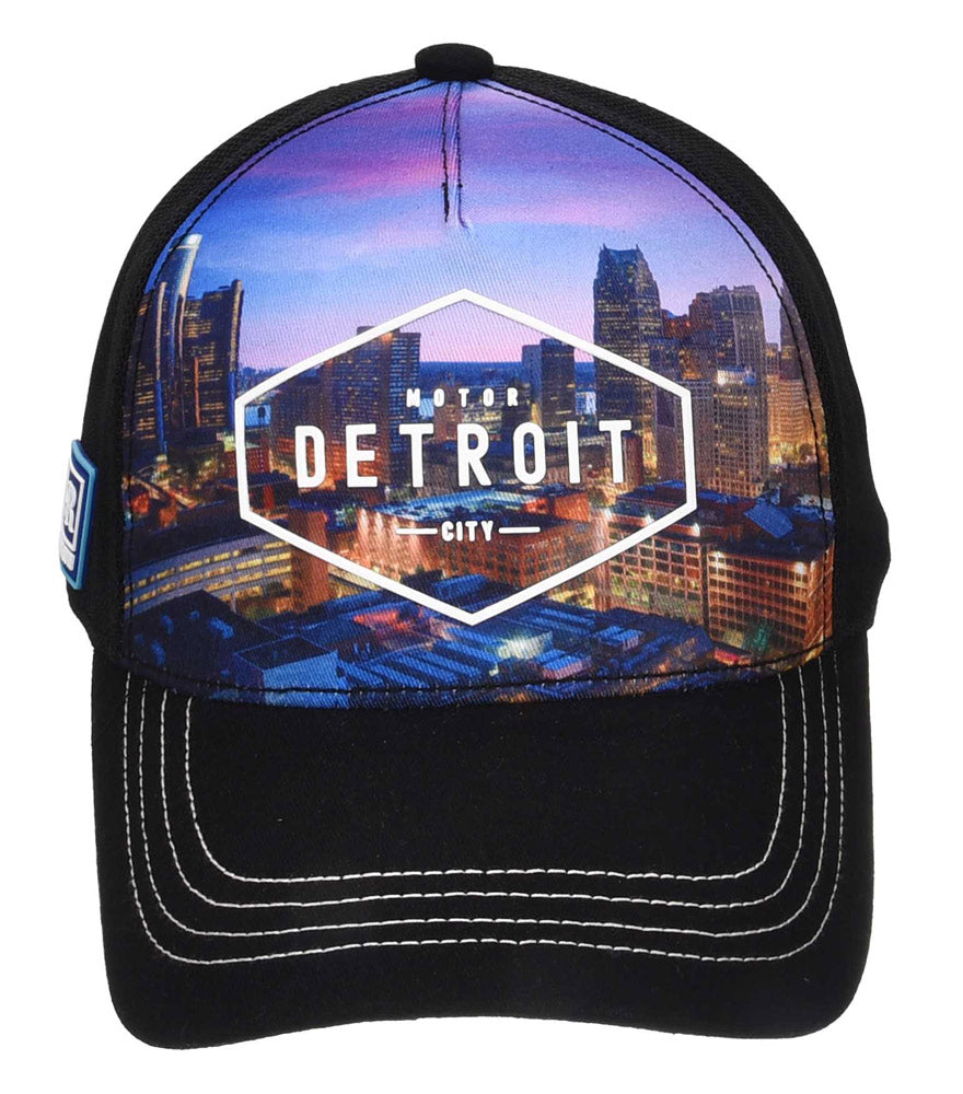 Detroit Skyline Photo Baseball Cap