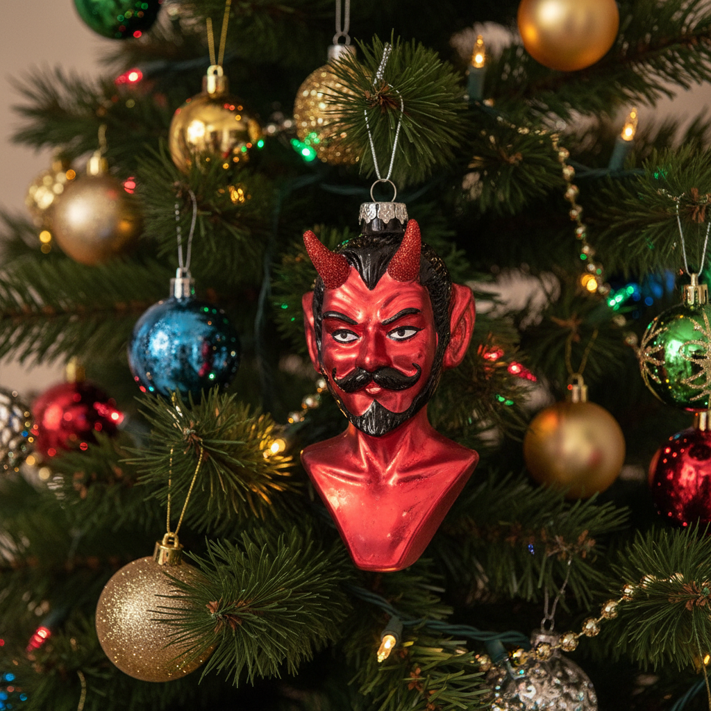 Devil Head Glass Ornament