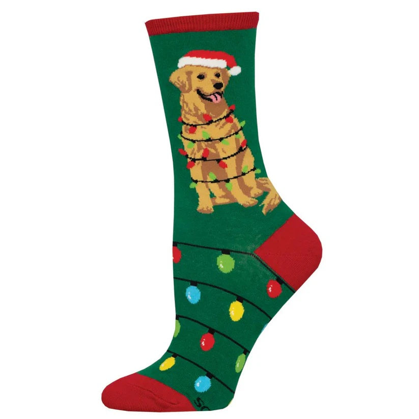 Dog Gone Lights Women's Crew Socks Green