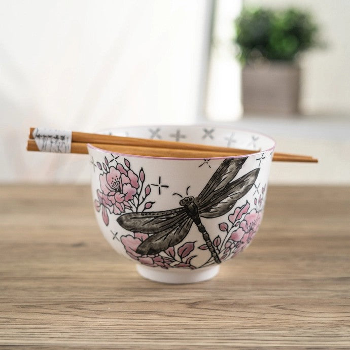 Dragonfly Bowl With Chopsticks