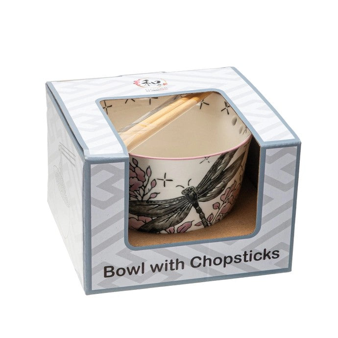 Dragonfly Bowl With Chopsticks