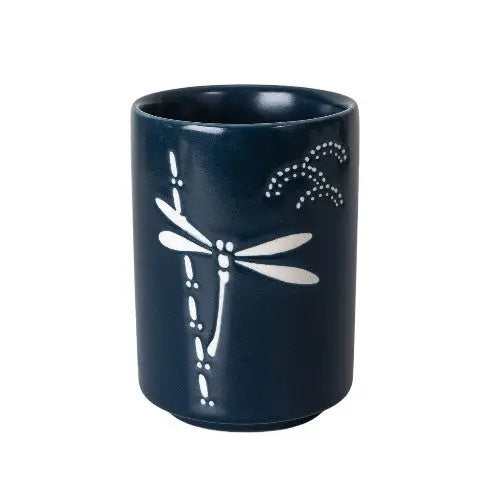 Dragonfly Tombo Yunomi Style Tea Cup Navy 10 oz