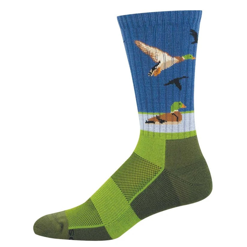 Ducks On A Pond Men's Wool Crew Socks Blue