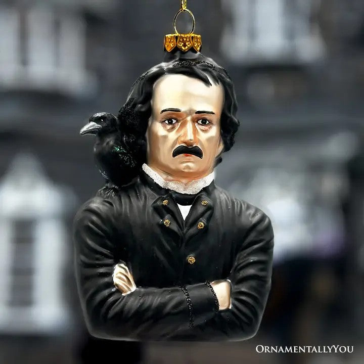 Edgar Allan Poe Glass Ornament