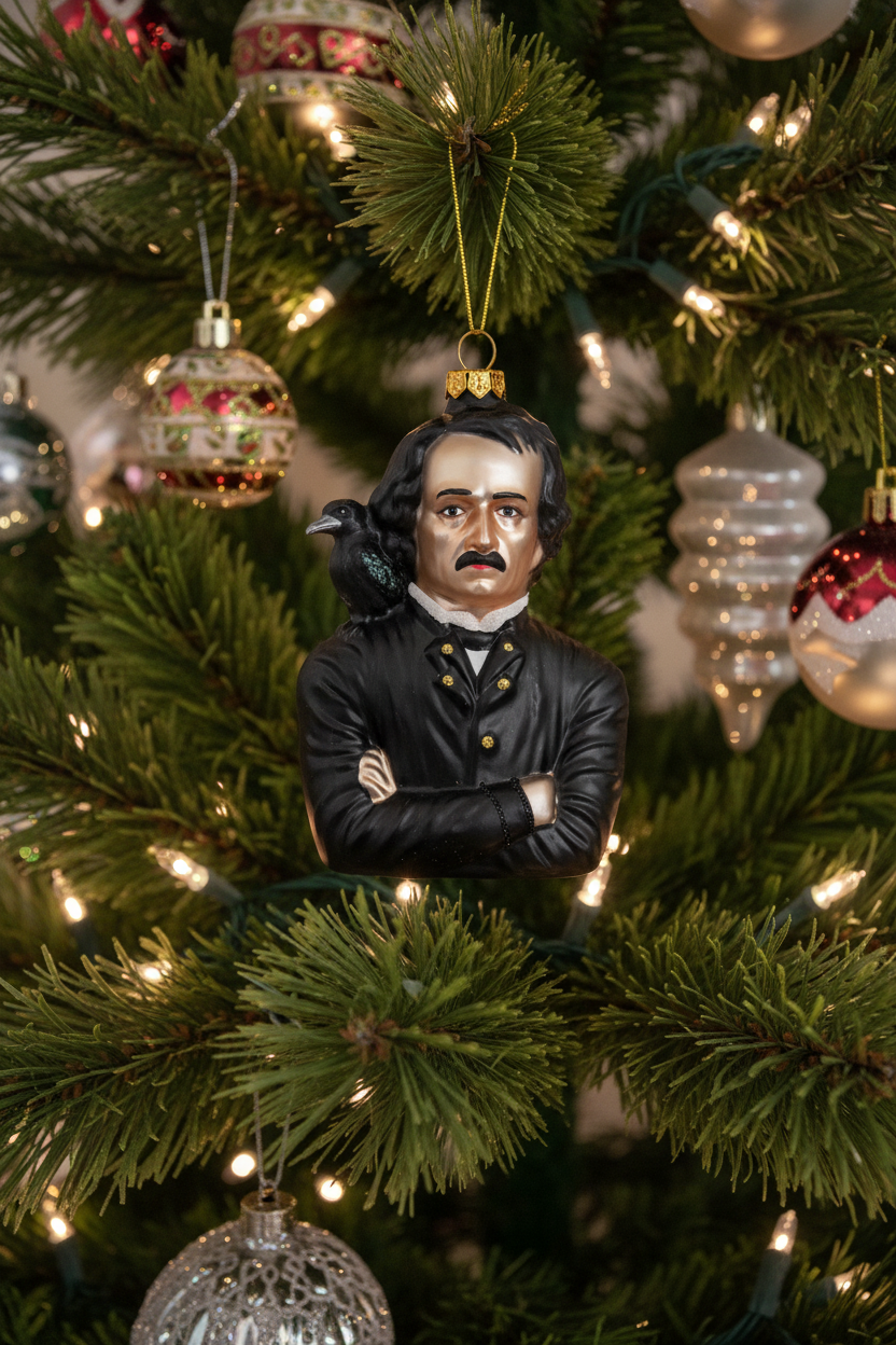 Edgar Allan Poe Glass Ornament