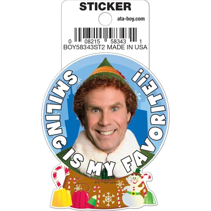 Elf Buddy Smiling Is My Favorite Die Cut Sticker