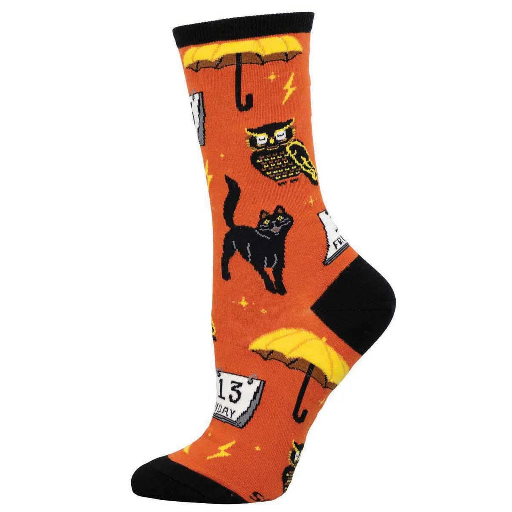 Feeling Superstitious Women's Crew Socks Orange