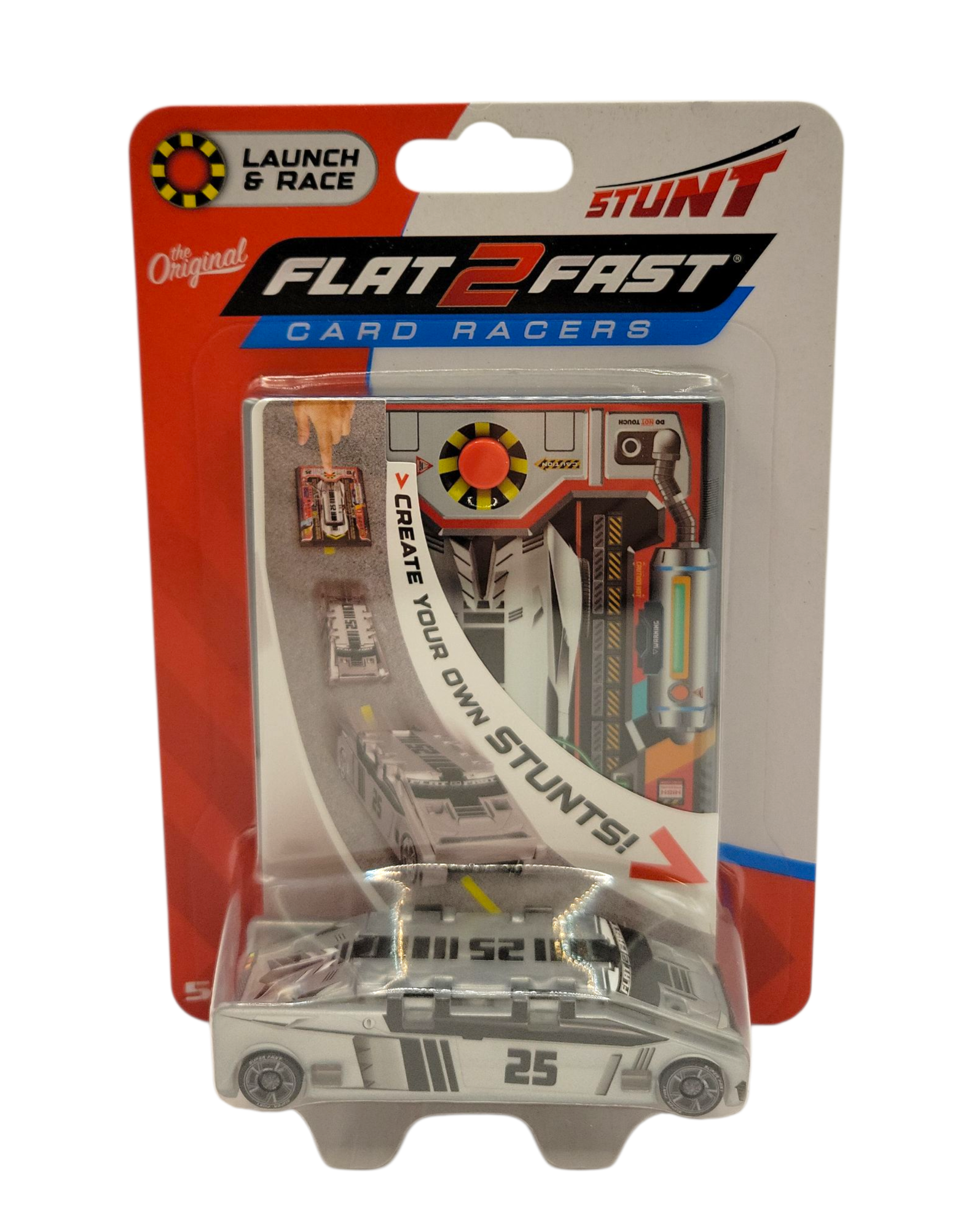 Flat 2 Fast Card Racer Stunt Silver #25 – www.shoptherocket.com