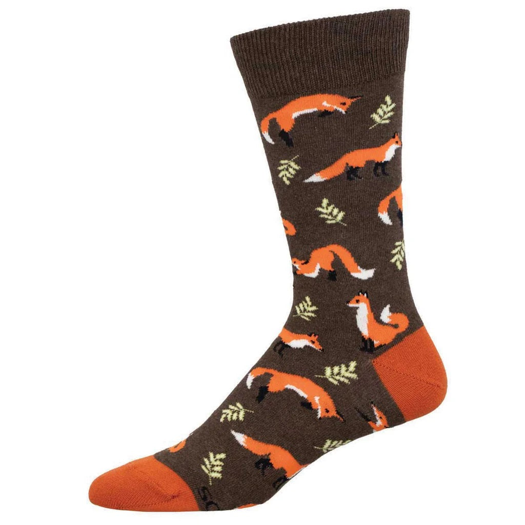 Fleet As A Fox Men's Crew Socks Brown Heather