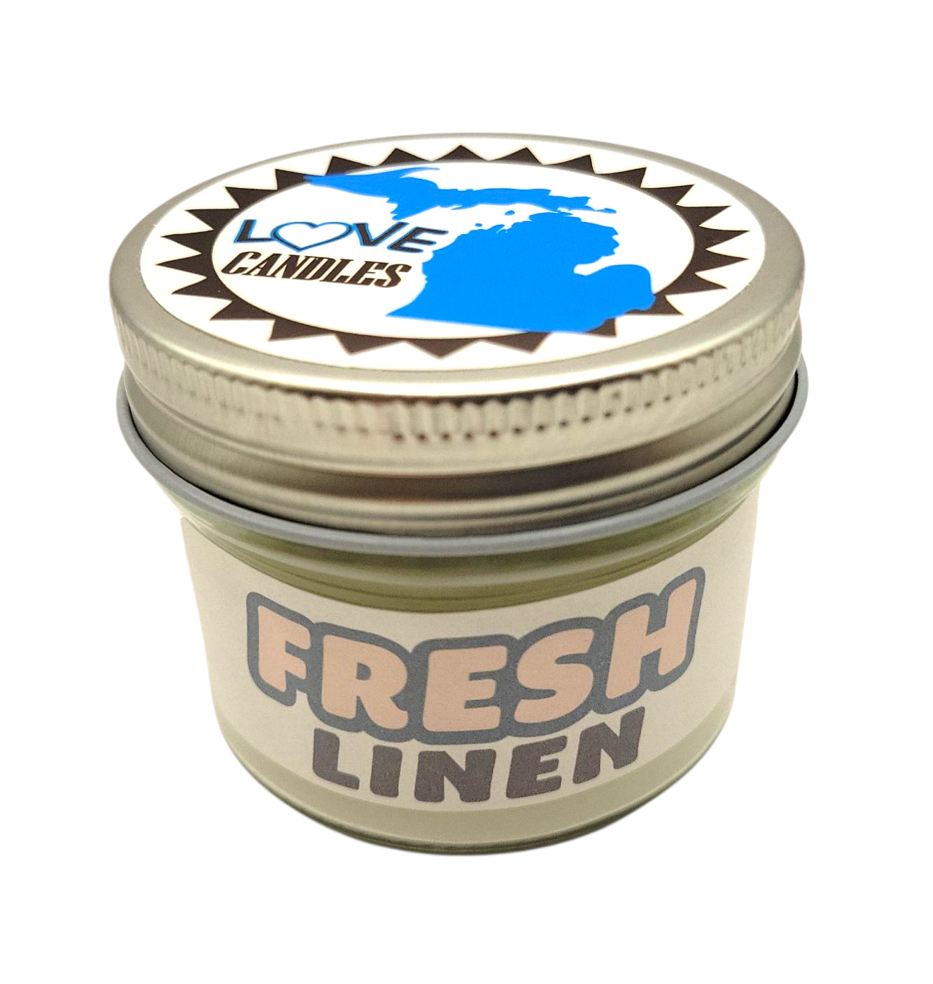 Fresh Linen Love Michigan Candle 4 oz