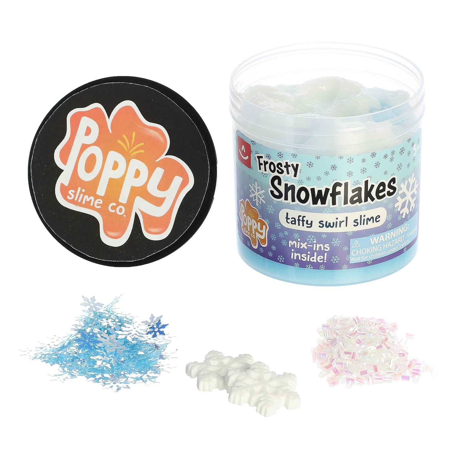 Frosty Snowflakes Taffy Swirl Slime